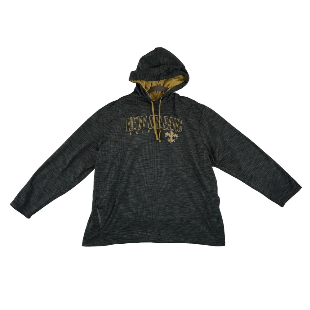 Fanatics New Orleans Saints Hoodie Men's Size 3XL Gray Gold NFL Pullover Pockets